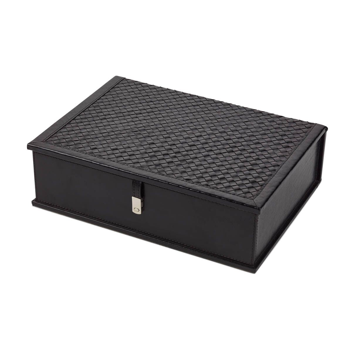 Box aus Kalbsleder | 37x27x11 cm Schwarz