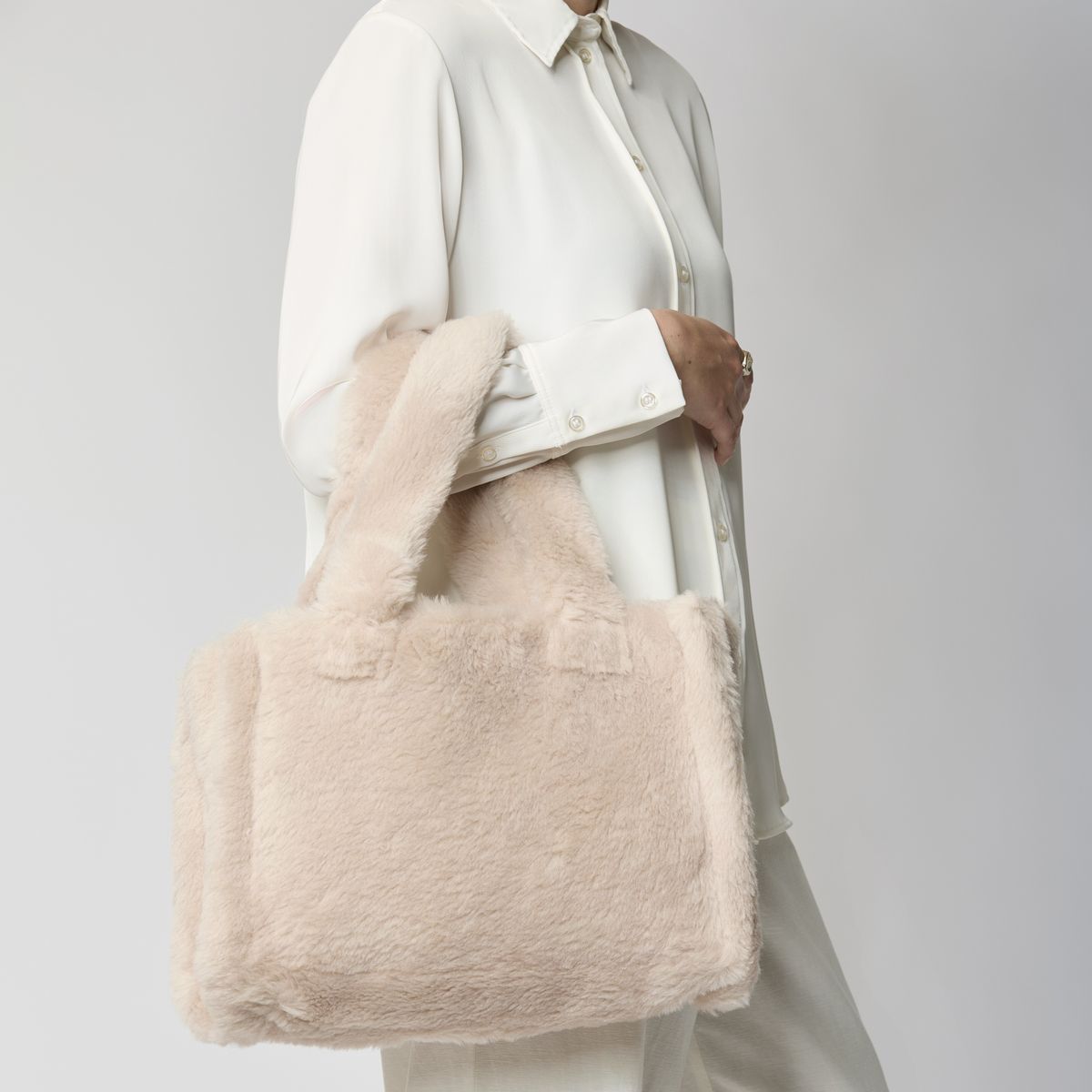 Mini Glory Shopper | Lammwolle Beige