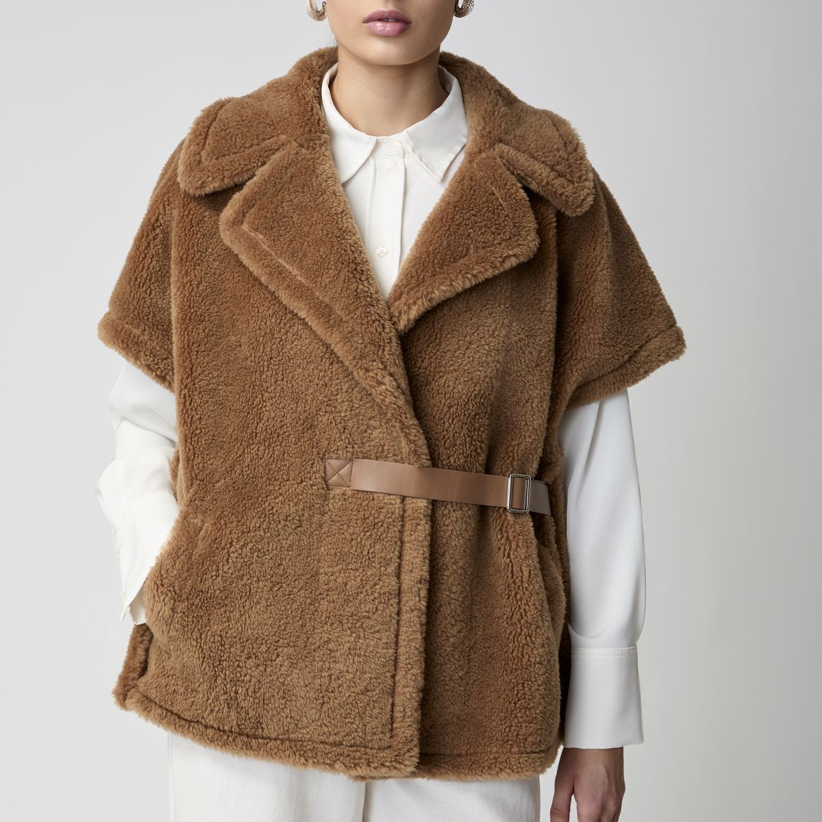 Elvira Poncho | Lammwolle Beige