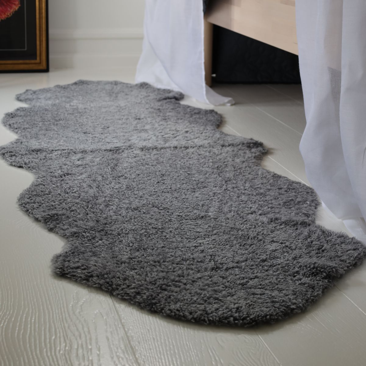 Lammfell Designerteppich | Kurzhaar | Neuseeland | 180x60 cm Anthrazit