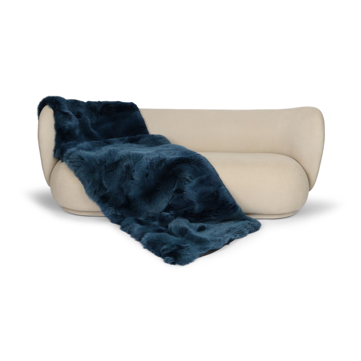 Premium Fuchsdecke | Norwegen | Kaschmirrückseite | Blau Indigo | 80x260 cm