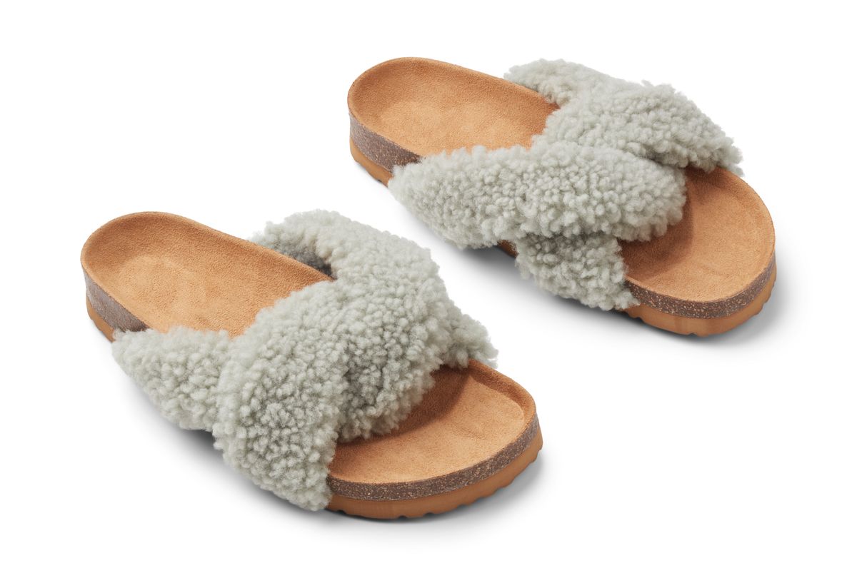 Lilly Cross Slippers | Lammwolle, Kork Minze