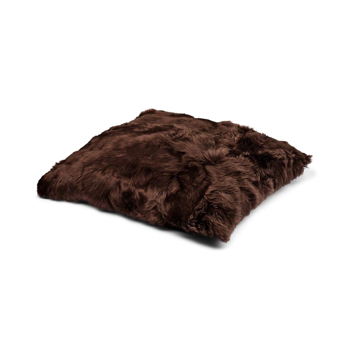 Maxi Float Lammfellkissen | Langhaar | Neuseeland | Einseitig | 90x90 cm Schokolade