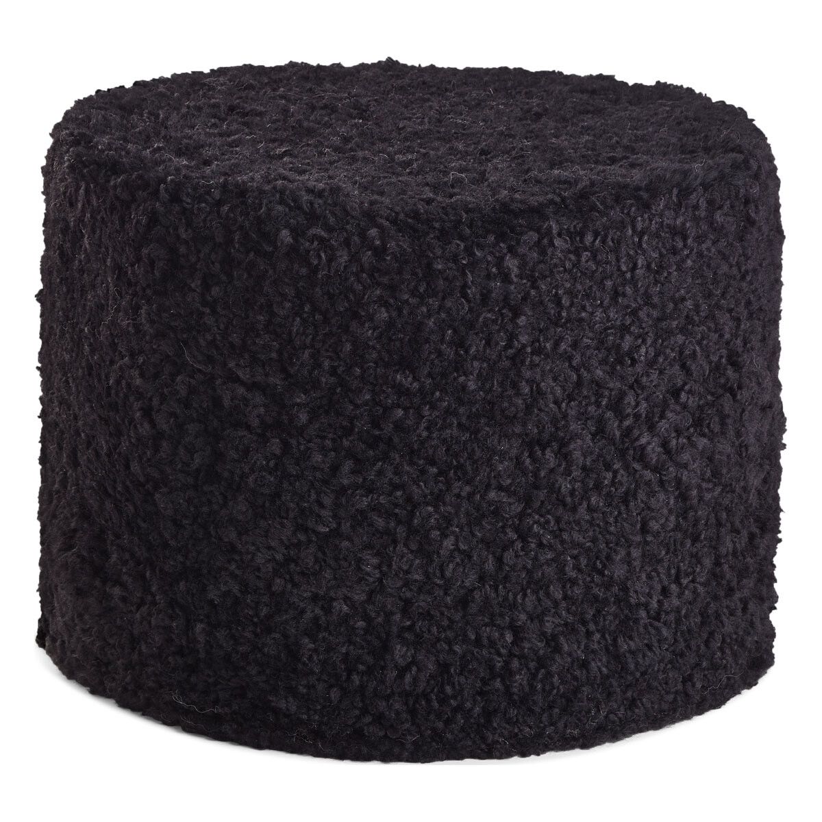 Lammfellpouf | Kurzhaar | Neuseeland | 33xD44 cm Schwarz