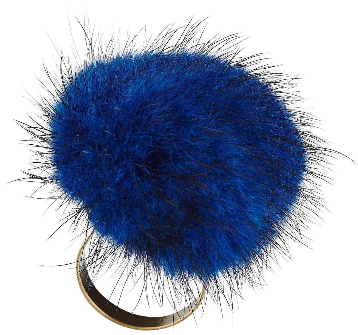 Pompon Ring | Nerz Mitternachtsblau