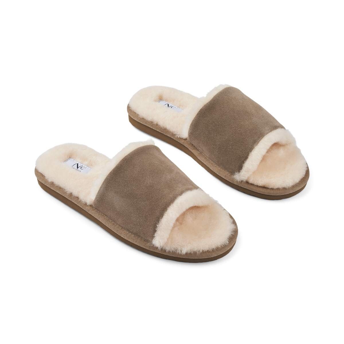 Classic Slipper | Wildleder, Lammfell Taupe