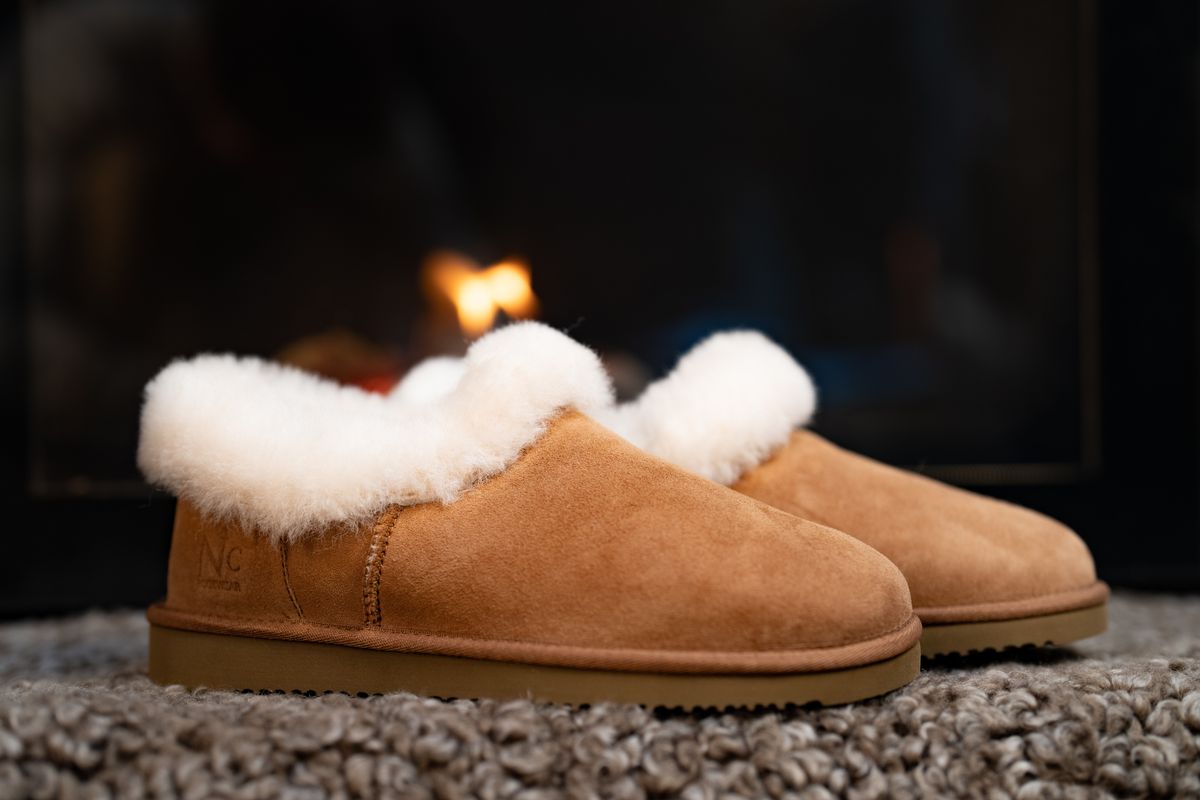 Hard Sole Slipper | Wildleder, Lammwolle Kastanie