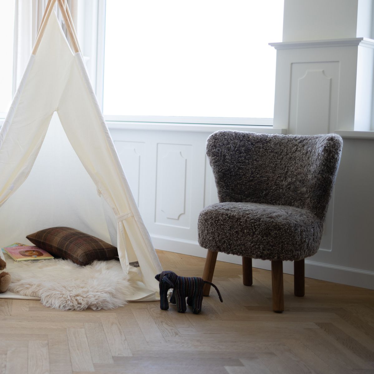 Emma Mini Loungesessel | Kurzhaar | Design Möbel Anthrazit